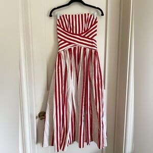 Victor Costa Dress For Saks 5th Avenue Red White Striped XS